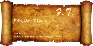 Fábján Timur névjegykártya